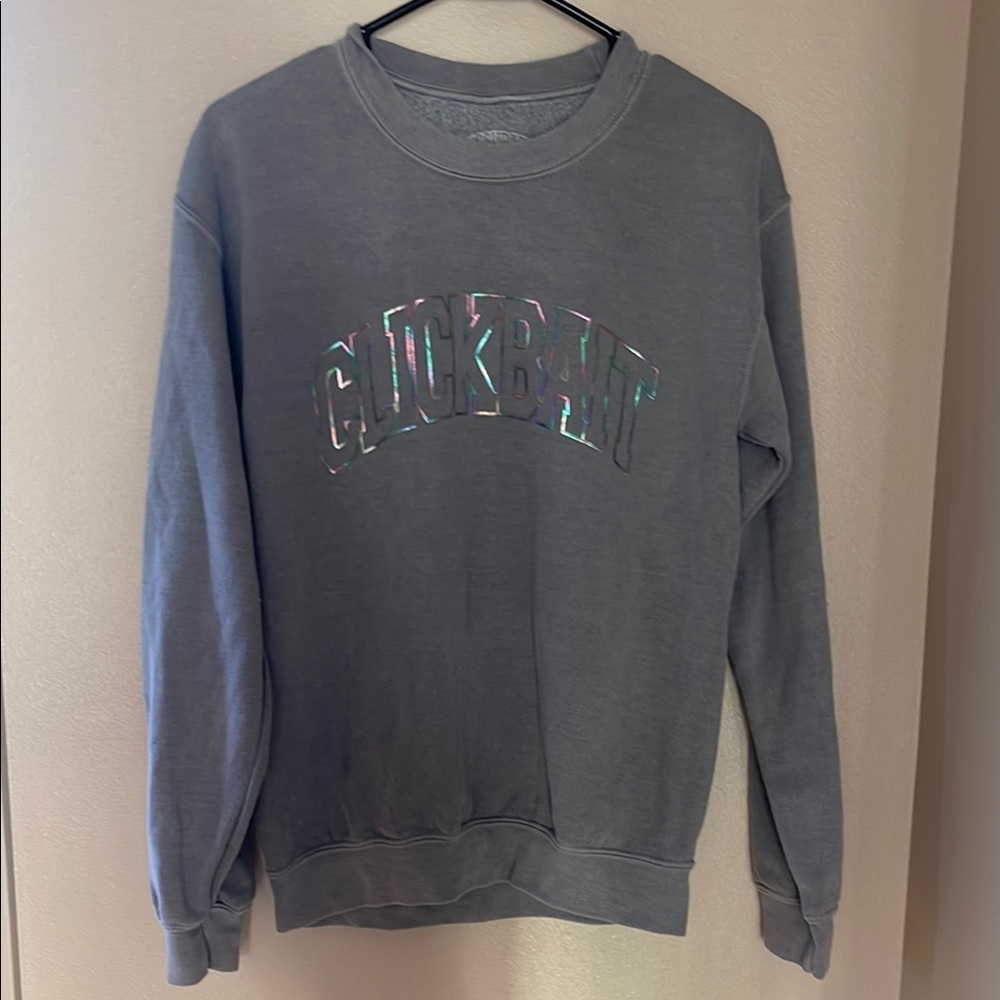 Gray Crew Neck Women's Sweater Clickbait
